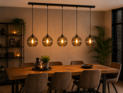 Hanglamp Eettafel Smoke Glas 5 Lichtpunten