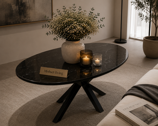 Eettafel Ovaal Zwart – Luxe Tafel met Moderne Uitstraling - 160cm