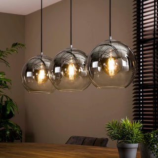 Eettafel hanglamp smoke glas 3 bollen