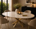 Eettafel Ovaal Crème Blad– Goud poten 180cm