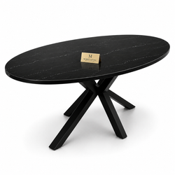 Eettafel Ovaal Zwart – Luxe Tafel met Moderne Uitstraling - 160cm
