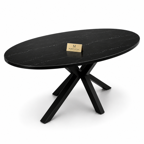 Eettafel Ovaal Zwart – Luxe Tafel met Moderne Uitstraling - 160cm