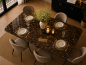 Eettafel Travertin Bruin  Langwerpige Goud 180cm - Luna