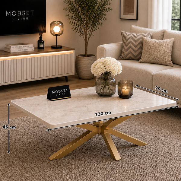 Salontafel Goud Travertin Langwerpig Elena