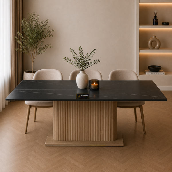 Keramiek Eettafel 200 x 110 cm – Zwart Blad