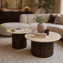Salontafels Japandi travertin rond bruin - Kimberly