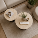 Salontafels Japandi travertin rond bruin - Kimberly