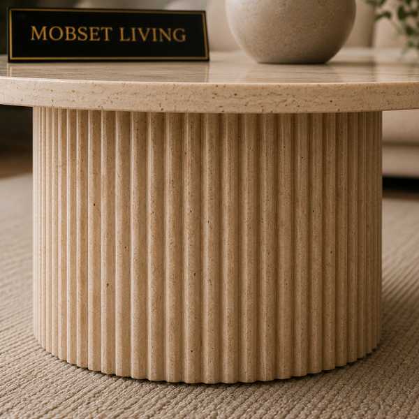 Salontafels Japandi travertin rond - Kimberly
