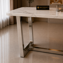 Eettafel Marmer langwerpig zilver