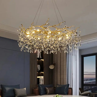Hanglamp Goud met Kristallen Stenen 80 Ø