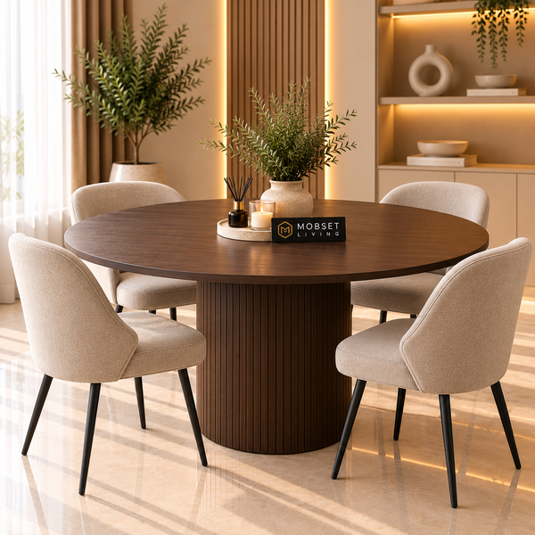 Eettafel Mangohout Bruin Rond 130 cm - Tina
