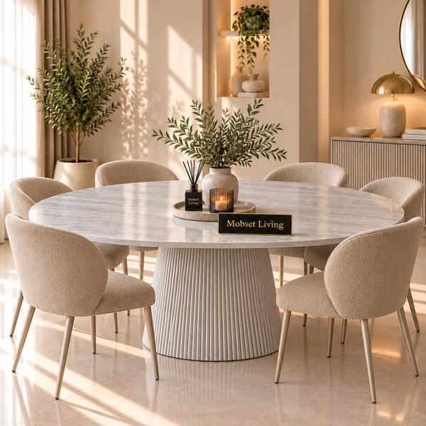 Eettafel Japandi Grijs MDF Ovaal 220 cm - Kimberly