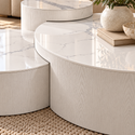 Salontafels Rond keramiek 3 stuks Wit kleurig