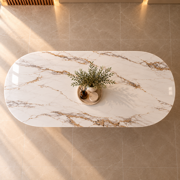 Eettafel travertin Ovaal bruin 180 cm - Samara