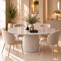Eettafel Japandi Grijs MDF Rond 120cm - Kimberly