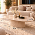 Salontafel Japandi travertin Ovaal 130 cm - Kimberly