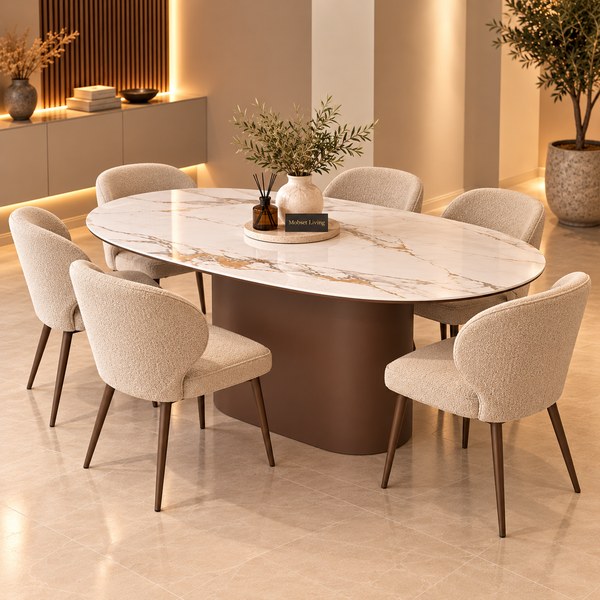 Eettafel travertin Ovaal bruin 180 cm - Samara
