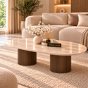 Salontafel Japandi travertin 2 potig bruin Ovaal 130 cm - Kimberly