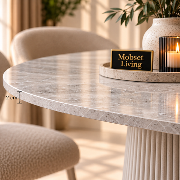 Eettafel Japandi Grijs MDF Ovaal 220 cm - Kimberly