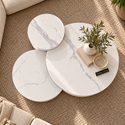 Salontafels Rond keramiek 3 stuks Wit kleurig