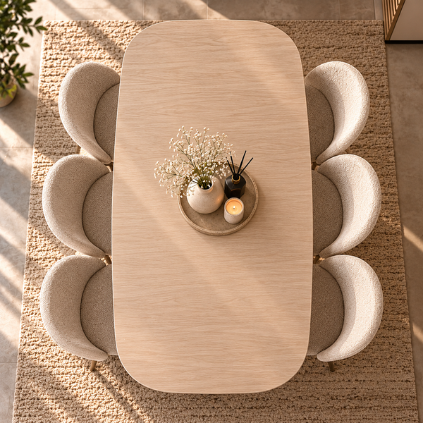 Eettafel Japandi 2 Potig Ovaal 180 cm - Pedra