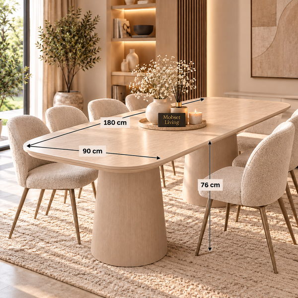 Eettafel Japandi 2 Potig Ovaal 180 cm - Pedra