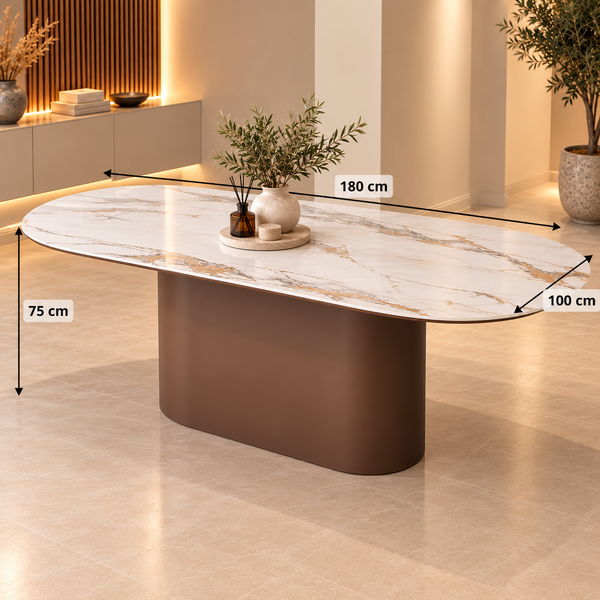 Eettafel travertin Ovaal bruin 180 cm - Samara