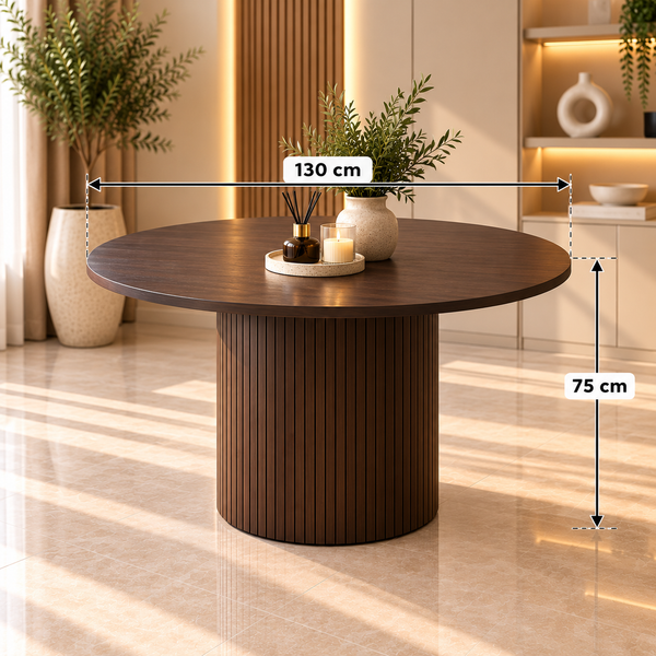 Eettafel Mangohout Bruin Rond 130 cm - Tina