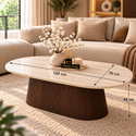 Salontafel Japandi travertin Ovaal bruin 130 cm - Kimberly