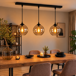 Hanglamp Eettafel Amber Glas 3 Lichtpunten