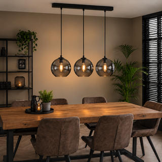 Hanglamp Eettafel Smoke Glas 3 Lichtpunten