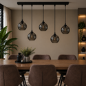 Hanglamp Eettafel Smoke Glas 5 Lichtpunten