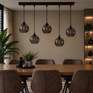 Hanglamp Eettafel Smoke Glas 5 Lichtpunten
