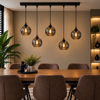 Hanglamp Eettafel Smoke Glas 5 Lichtpunten