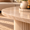 Salontafel Japandi travertin Ovaal 130 cm - Kimberly