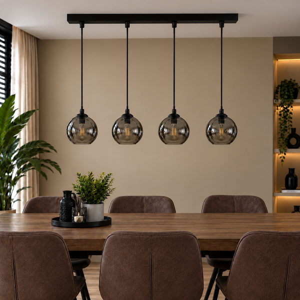 Hanglamp Eettafel Smoke Glas 4 Lichtpunten