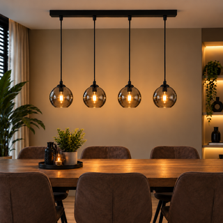 Hanglamp Eettafel Smoke Glas 4 Lichtpunten