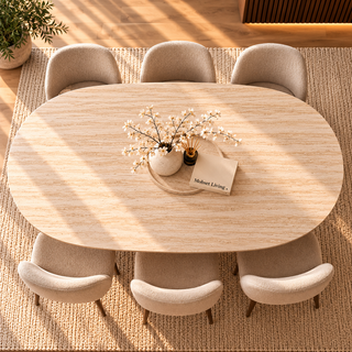 Eettafel Japandi travertin Ovaal bruin 180cm - Kimberly