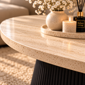 Ovale Japandi salontafel – Travertin zwarte - Mella