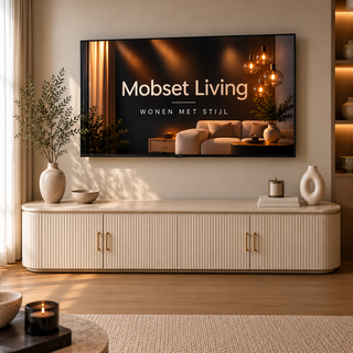 Tv-meubel Japandi travertin - Beige 200cm