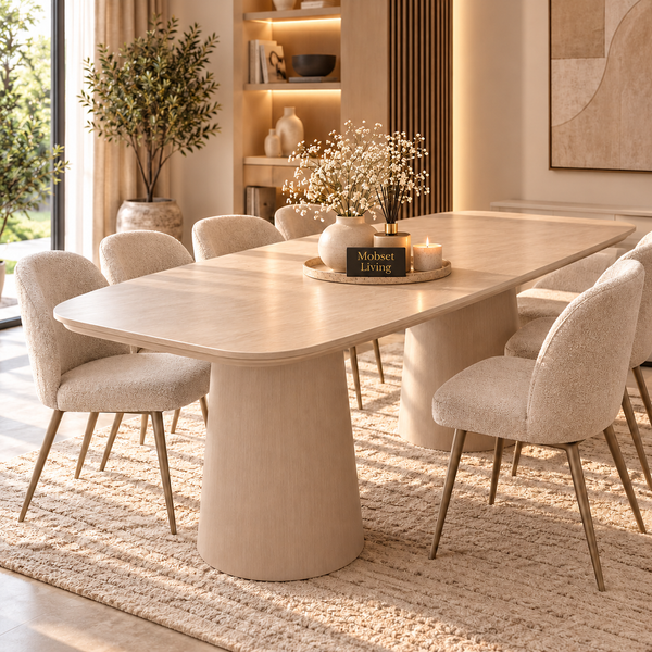 Eettafel Japandi 2 Potig Ovaal 180 cm - Pedra