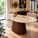 Eettafel Japandi travertin Ovaal bruin 180cm - Kimberly