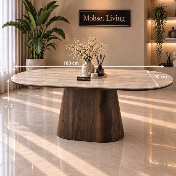 Eettafel Bruin Keramiek Blad Ovaal 180 cm - Alessia