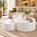 Salontafels Rond keramiek 3 stuks Wit kleurig