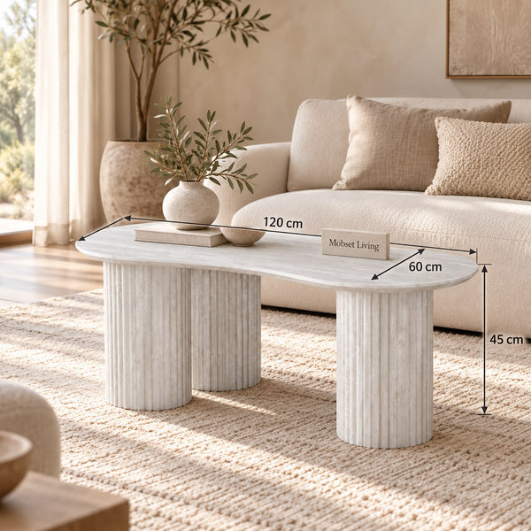 Salontafel Japandi Grijs MDF 3 potig ovaal 120cm - Kimberly