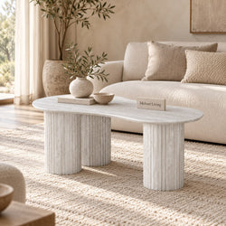 Salontafel Japandi Grijs MDF 3 potig ovaal 120cm - Kimberly