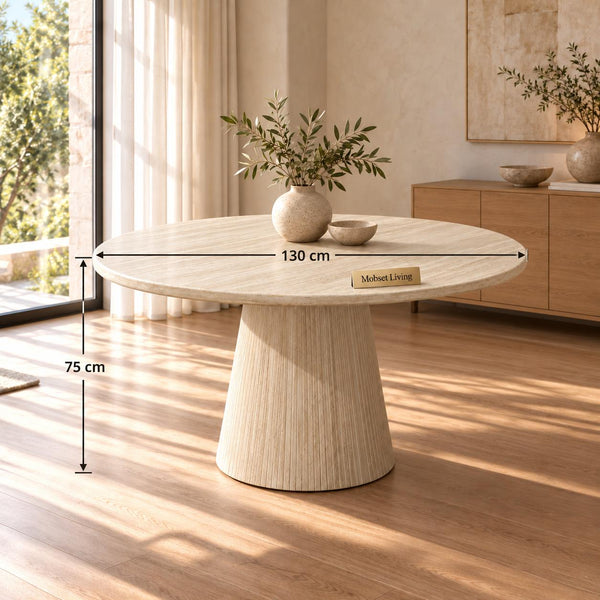 Japandi Eettafel travertin rond 130 cm - Kimberly