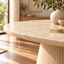 Japandi Eettafel travertin rond 130 cm - Kimberly