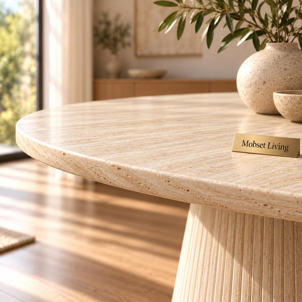 Japandi Eettafel travertin rond 130 cm - Kimberly