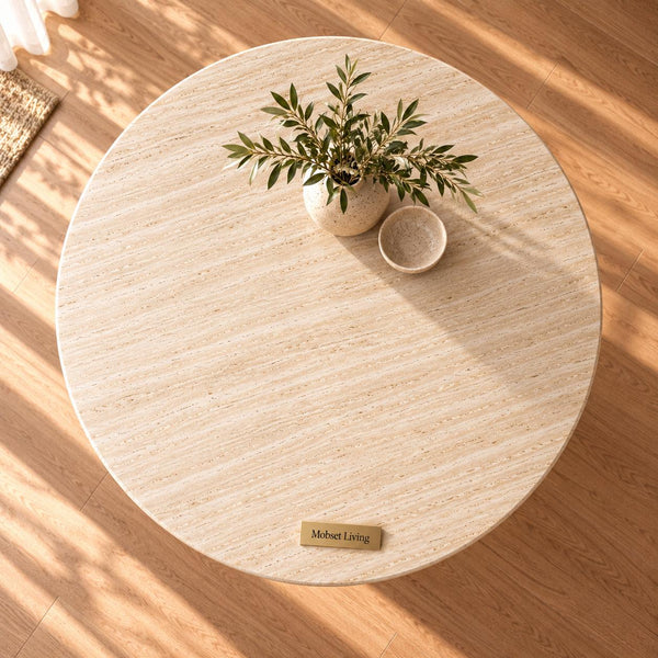 Japandi Eettafel travertin rond 130 cm - Kimberly